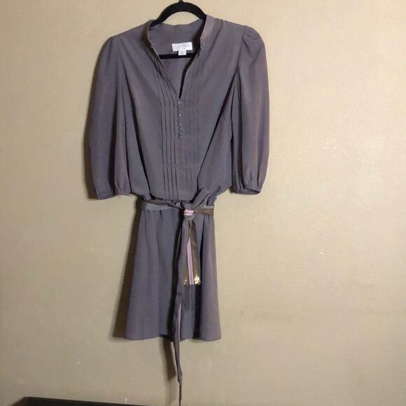 Jessica Simpson Old Money Scandi Preppy Academia Gray Tunic Sequin Belt Dress 8 - Picture 8 of 15